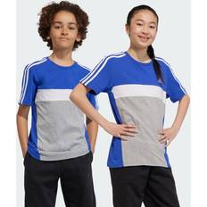 adidas Tiberio 3-Stripes Colorblock Cotton T-shirt Barn Semi Lucid Blue Grey Heather White