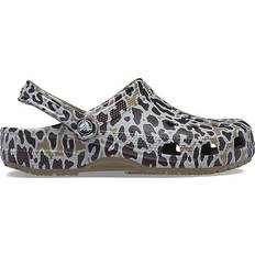 Green Outdoor Slippers Crocs Classic Graphic Clogs - Khaki/Leopard