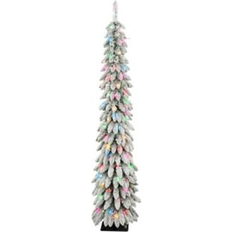 Prelit 6 ft artificial christmas tree Puleo International 6-ft. Pre-Lit Flocked Alpine Pencil Artificial Christmas Tree