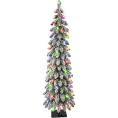 Prelit flocked christmas tree Puleo International 4-ft. Pre-Lit Flocked Alpine Pencil Artificial Christmas Tree