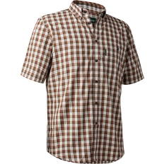 Braun - Jagd Oberteile Deerhunter Jeff Kurzarm Hemd - Brown Check