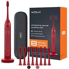 Red Electric Toothbrushes Wolk t6421 ultra whitening toothbrush with pressure sensor & 5 brushing modes