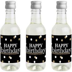 Confetti Big Dot of Happiness Adult happy birthday gold mini wine bottle stickers party favor gift 16 ct