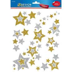 Oro Etichette AVERY Zweckform Vetrofania Stelle Oro Argento