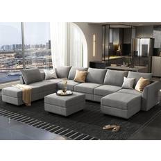 U shaped sofa Honbay Sectional Modular Couch U Shaped Sofa 138.2"