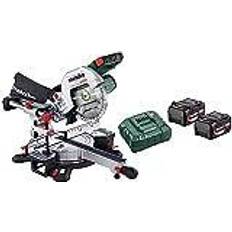 Metabo Batterie Scies à onglet Metabo Scie à onglets sans fil KGS 18 LTX BL 216 avec fonction radiale 18V 2x5.2Ah Li-Power ASC 55