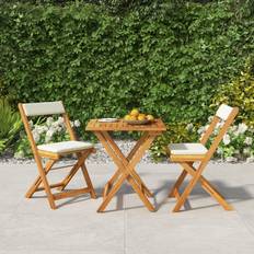 Conjuntos de Bistró vidaXL Mesa Y Sillas Plegables Terraza 3 Pzas Y Cojines Madera Acacia Conjunto de Bistró