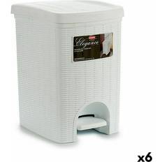 Blanc Poubelles à pédale Stefanplast Poubelle À Pédale Elegance Blanc Plastique 20 L 27.5 x 38.5 x 31 cm 6 Unités