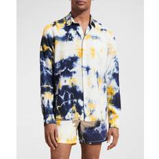 Vilebrequin Men's Tie-Dye Linen Sport Shirt NAVY