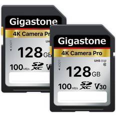 Gigastone 128gb 2pk sd card v30 sdxc memory card, 4k ultra hd uhd video, canon