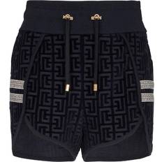 Balmain Woman Shorts Balmain Monogrammed velvet shorts