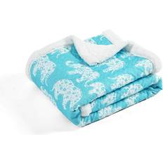 Lush Decor Elephant Parade Blankets White, Blue (152.4x127cm)