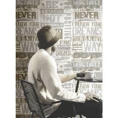 Noordwand Noordwand Wallpaper Friends & Coffee Words and Letters Metallic and Beige