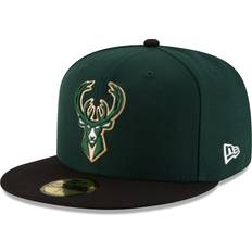 Caps New Era milwaukee bucks hat 5950 59fifty fitted cap two tone green/black sz:7