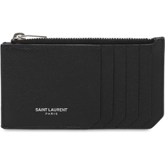 Saint Laurent Credit Card Slots Card Cases Saint Laurent Leather Zip Card Holder - Black - 01