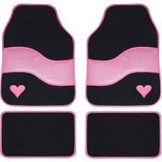 Streetwize Set of 4 Velour Pink Heart Motif Car