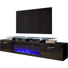 Modern fireplace tv stand Meble Furniture Rova EF Black TV Bench 75x19"