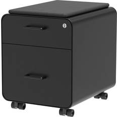 Monoprice Rolling Round Corner 2-Drawer File Cabinet with Seat Cushion and Lock Armoire