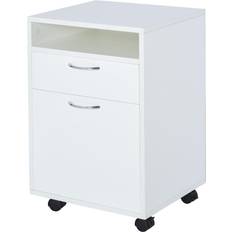 Casters Small Tables Homcom Rolling White Small Table 15.7x15.7"