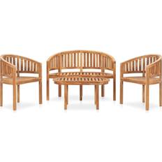 Teak Outdoor Lounge Sets vidaXL 4 Piece Banana Garden Solid Teak Wood Outdoor Lounge Set