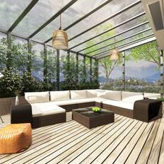 Loungeset på rea vidaXL Loungegrupp För Trädgården Med Dynor 10 Delar Konstrotting Brun Loungeset