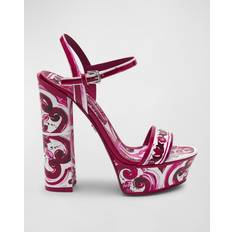 Dolce & Gabbana Chaussons et Sandales Dolce & Gabbana Printed Patent Leather Platform Sandals