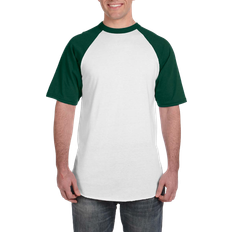 Augusta Men's Short Sleeve Baseball T-shirt - White/Dark Green