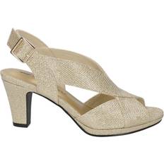 Gold - Women Heeled Sandals Easy Street Christy - Gold/Glitter