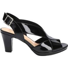 Faux Leather Heeled Sandals Easy Street Christy - Black Patent