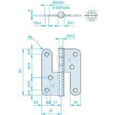 Scharniere Roca Hængsel Dørhængsel 74x85mm rfr. venstre hængt