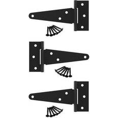 Hinges Renovators Supply 5 Black T Strap Shed Door Hinge Flush Mount Cast Iron Barn Door Shed Hinge w/Hardware Pack 3