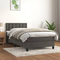 Letti vidaXL Giroletto A Molle Con Materasso Grigio Scuro 80x200 cm Velluto Letto Continentale