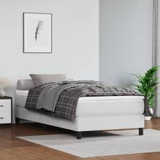 Blanc Lits Continentaux vidaXL Cadre de Sans Matelas Blanc 100x200 cm Similicuir Lit Continental