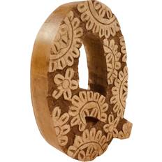 Geko Hand Carved Wooden Flower Letter Q