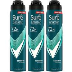 Sure Toiletries Sure Men Anti-Perspirant 72H Nonstop Protection Sensitive Deo Spray 250ml 3-pack