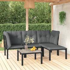 Rattan Arredamento da Giardino e per Esterni vidaXL Salotto Giardino 5 pz Nero e Grigio in Polyrattan Set da Lounge da Esterno