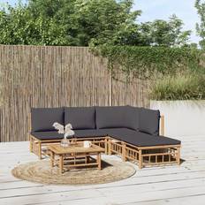 Bambu Loungeset vidaXL 6 delar mörkgrå Loungeset