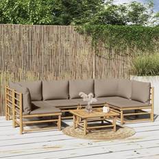 Bois Ensembles de Salon d'Extérieur vidaXL Jardin 7 Pcs Avec Coussins Taupe Ensemble de Salon d'Extérieur