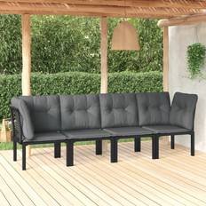 Ratán Conjuntos de Sala de Exterior vidaXL Set muebles jardín 4 piezas ratán sintético negro y gris - New Conjunto de Sala de Exterior