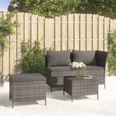 vidaXL Patio 3 Piece with Cushions Gray Poly Rattan Garden Sofa Set da Lounge da Esterno