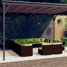 vidaXL brown and green, corner 10x Garden Outdoor Lounge Set