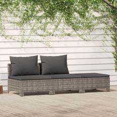 Set da Lounge da Esterno vidaXL Divani Giardino 3 pz Con Cuscini in Polyrattan Grigio Set da Lounge da Esterno