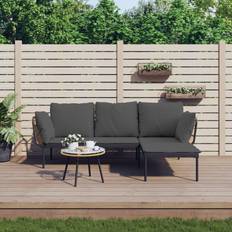 Loungesets voor Buiten vidaXL 3-delige Loungeset Met Kussens Poly Rattan Donkergrijs