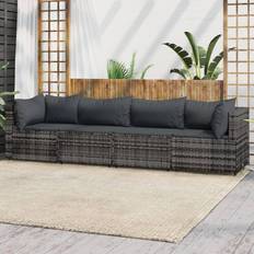 Rattan Set da Lounge da Esterno vidaXL Divani Giardino 4 pz Cuscini in Polyrattan Grigio Set da Lounge da Esterno