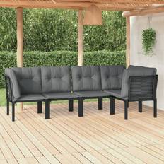 Rattan Set da Lounge da Esterno vidaXL Patio 5 Piece Sectional Sofa Set Black and Gray Poly Rattan Set da Lounge da Esterno