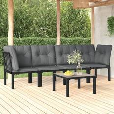 Rattan Set da Lounge da Esterno vidaXL Salotto Giardino 5 pz Nero e Grigio in Polyrattan Set da Lounge da Esterno