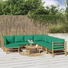 Gröna - Trä Loungeset vidaXL 9 delar gröna Loungeset, Bord inkl. 2 Stolar