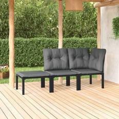 Rattan Set da Lounge da Esterno vidaXL Salotto Giardino 3 pz Nero e Grigio in Polyrattan Set da Lounge da Esterno