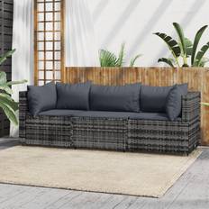 Rotin Mobilier de Jardin et d'Extérieur vidaXL Jardin 3 pcs Gris Résine Tressée Grey Ensemble de Salon d'Extérieur