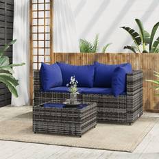 Rattan Set da Lounge da Esterno vidaXL Divani Giardino 3 pz Con Cuscini in Polyrattan Grigio Set da Lounge da Esterno